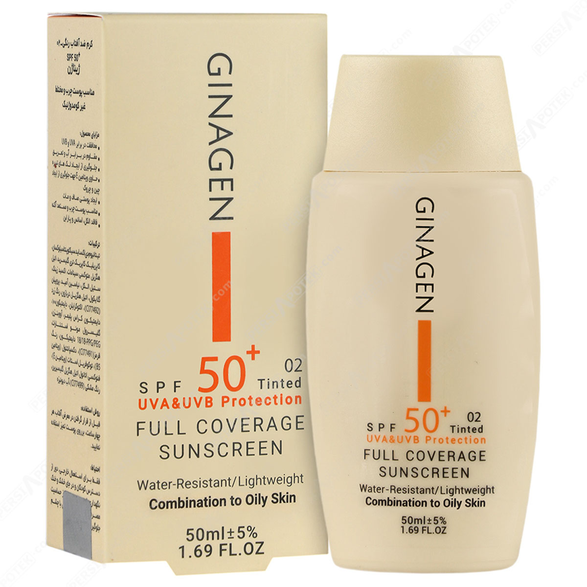 ژیناژن کرم ضد آفتاب رنگی پوست چرب SPF50
