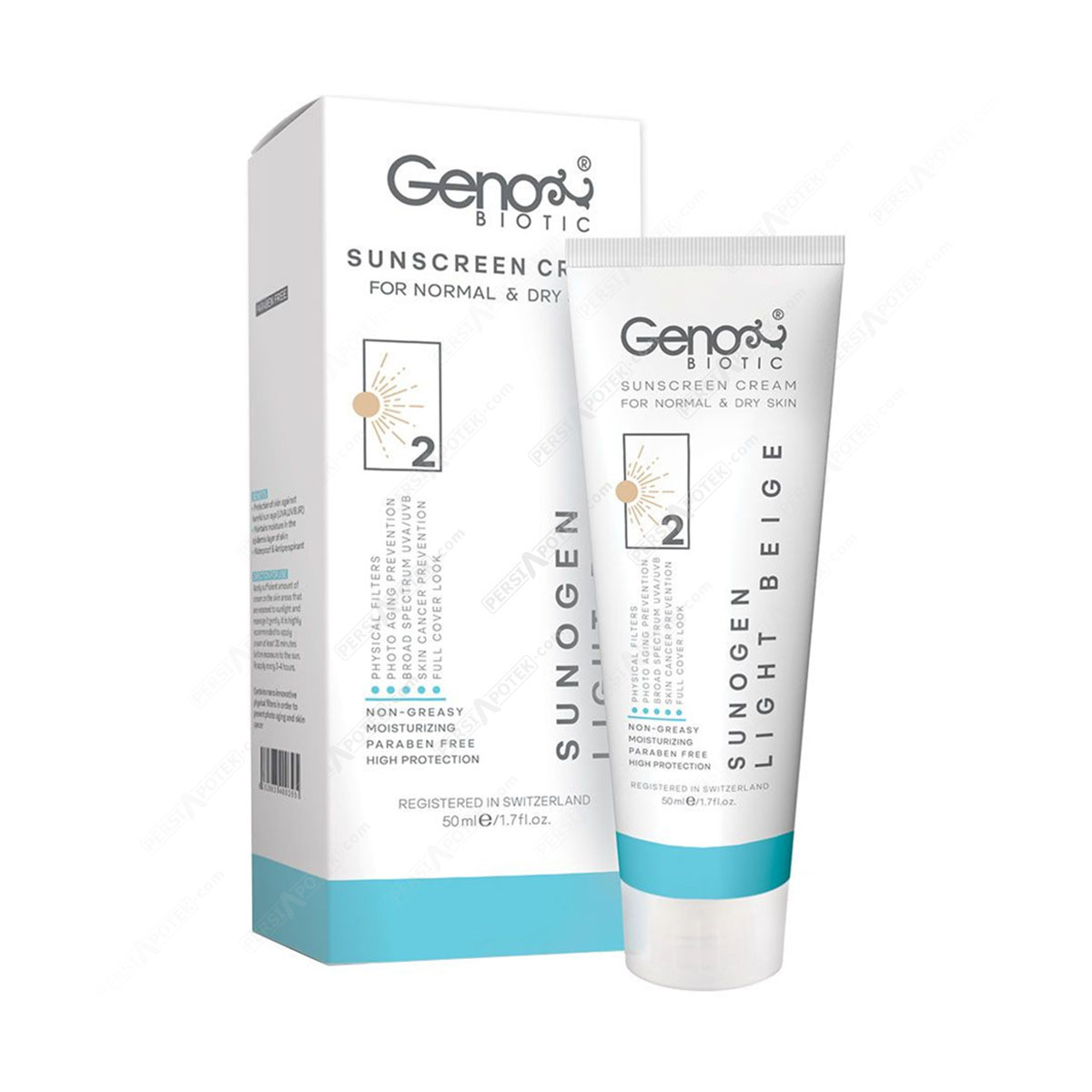 ژنو بایوتیک کرم ضد آفتاب پوست خشک و معمولی رنگ بژ روشنSPF50