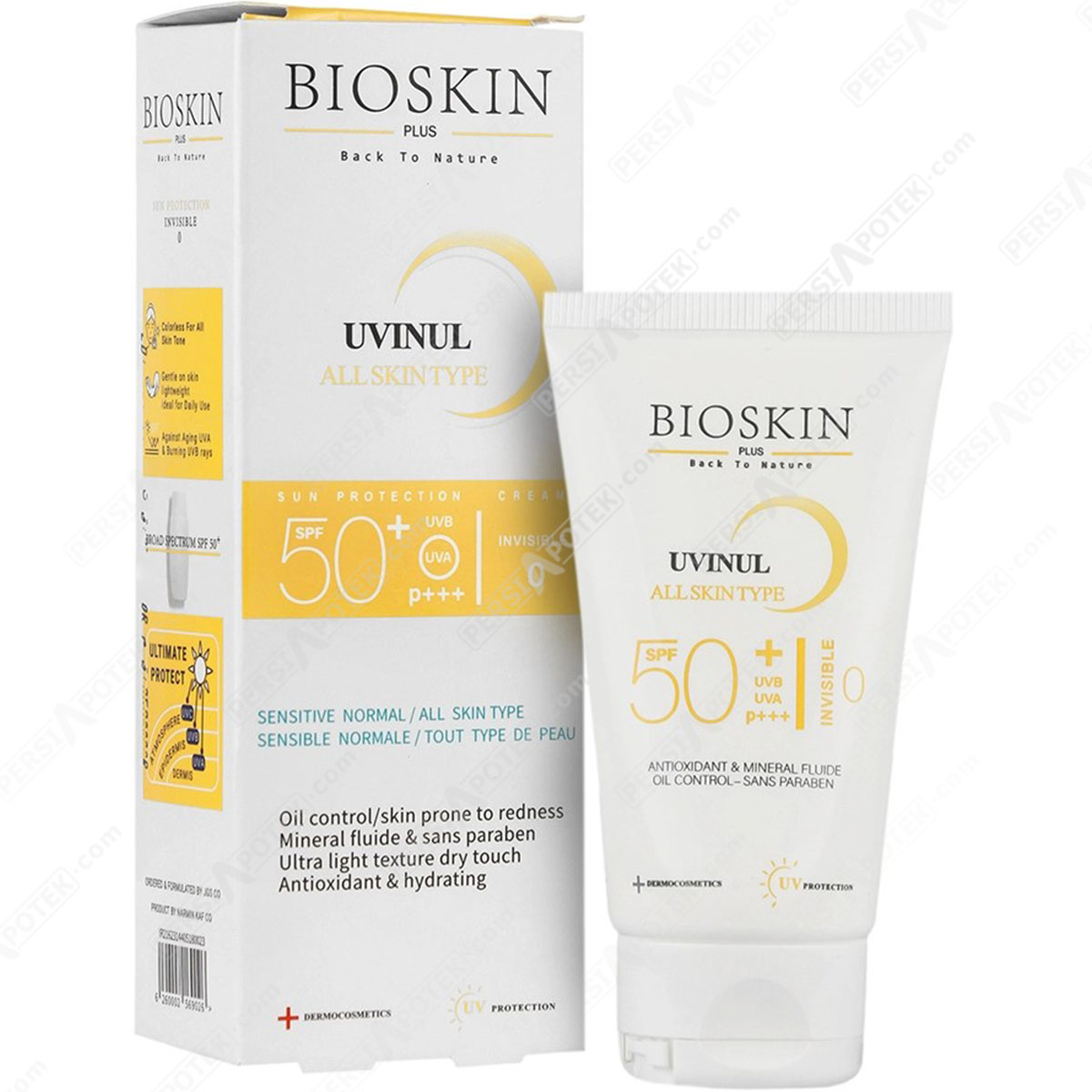 بایو اسکین کرم ضد آفتاب بی رنگ پوست چربSPF50